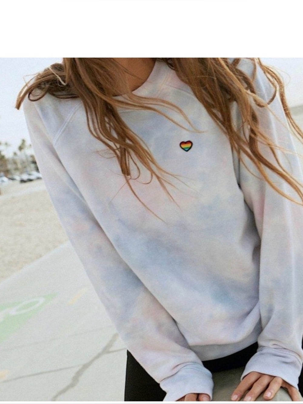 Spiritual Gangster Tie-Dye Sweatshirt with Heart Patch, size S
